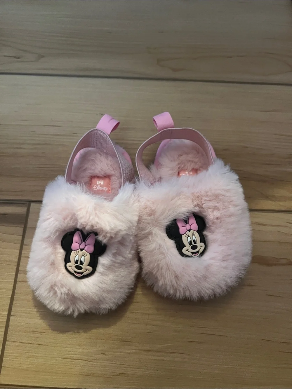 Disney Pink Minnie Mouse Plush Slip-On Kids Slippers